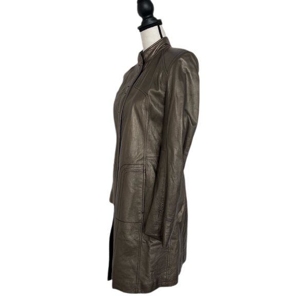 Ellie Tahari Bronze Leather Coat Small - Picture 5 of 5
